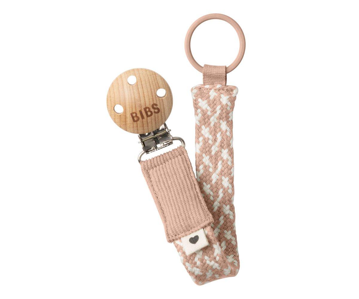 BIBS – PRENDE CHUPETAS TRENZADO BLUSH/IVORY