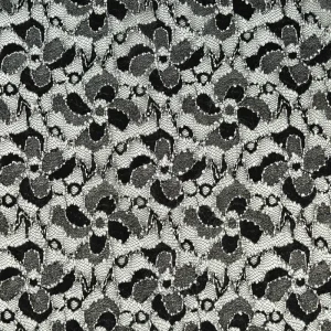 Renda lurex com flor preta
