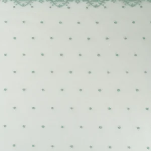 Borda estreita de tule bordado com plumeti verde