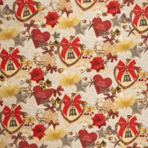 Tecido de Natal com decorações estampadas