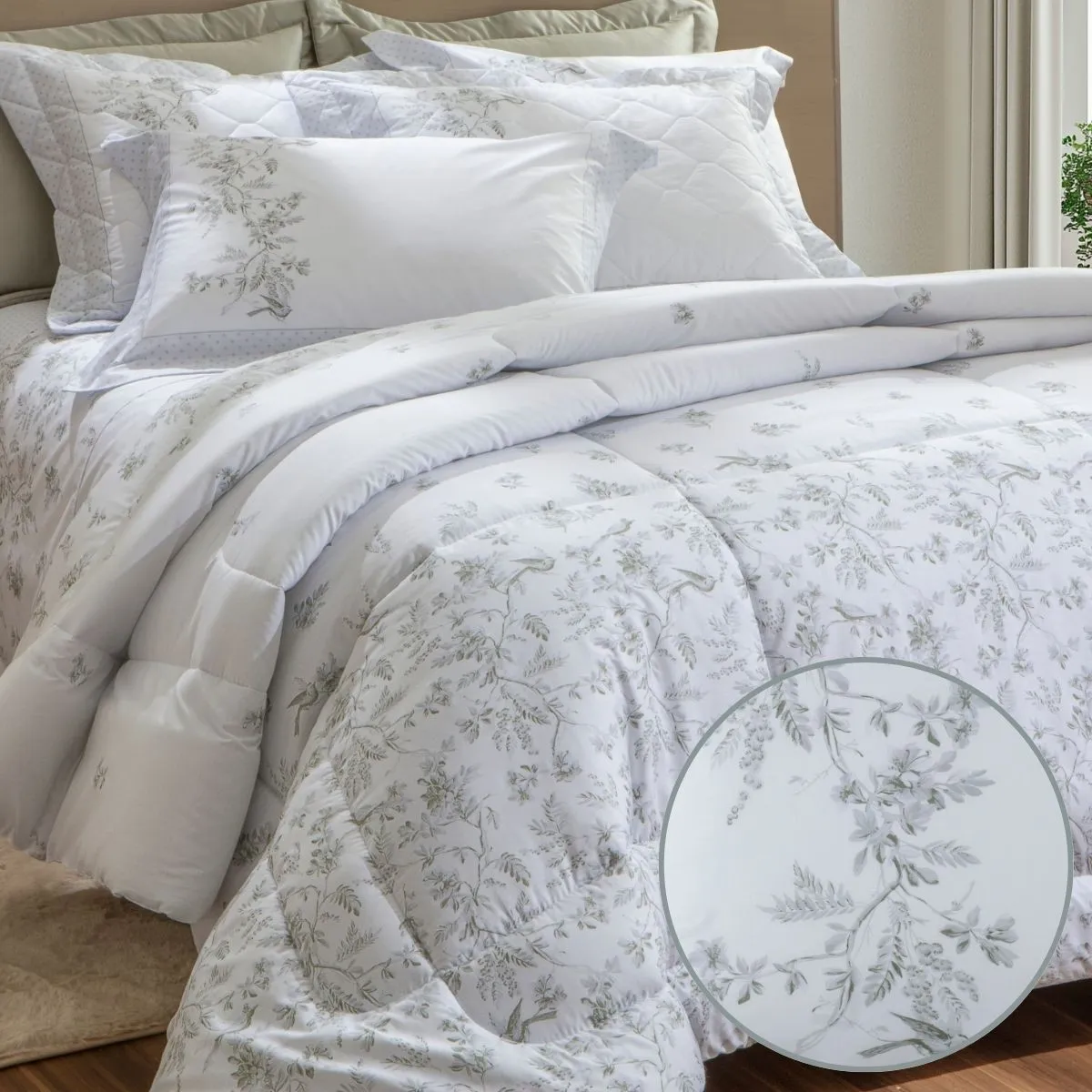 Cobreleito Queen Kacyumara Vida Bela 200 Fios Elegancy com 2 Portas Travesseiro 2,40m x 2,50m - Image 3