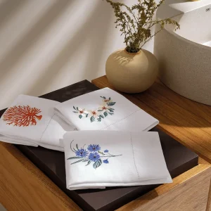 Toalha de Lavabo Trussardi Fiore 100% Linho Branco 30x50cm