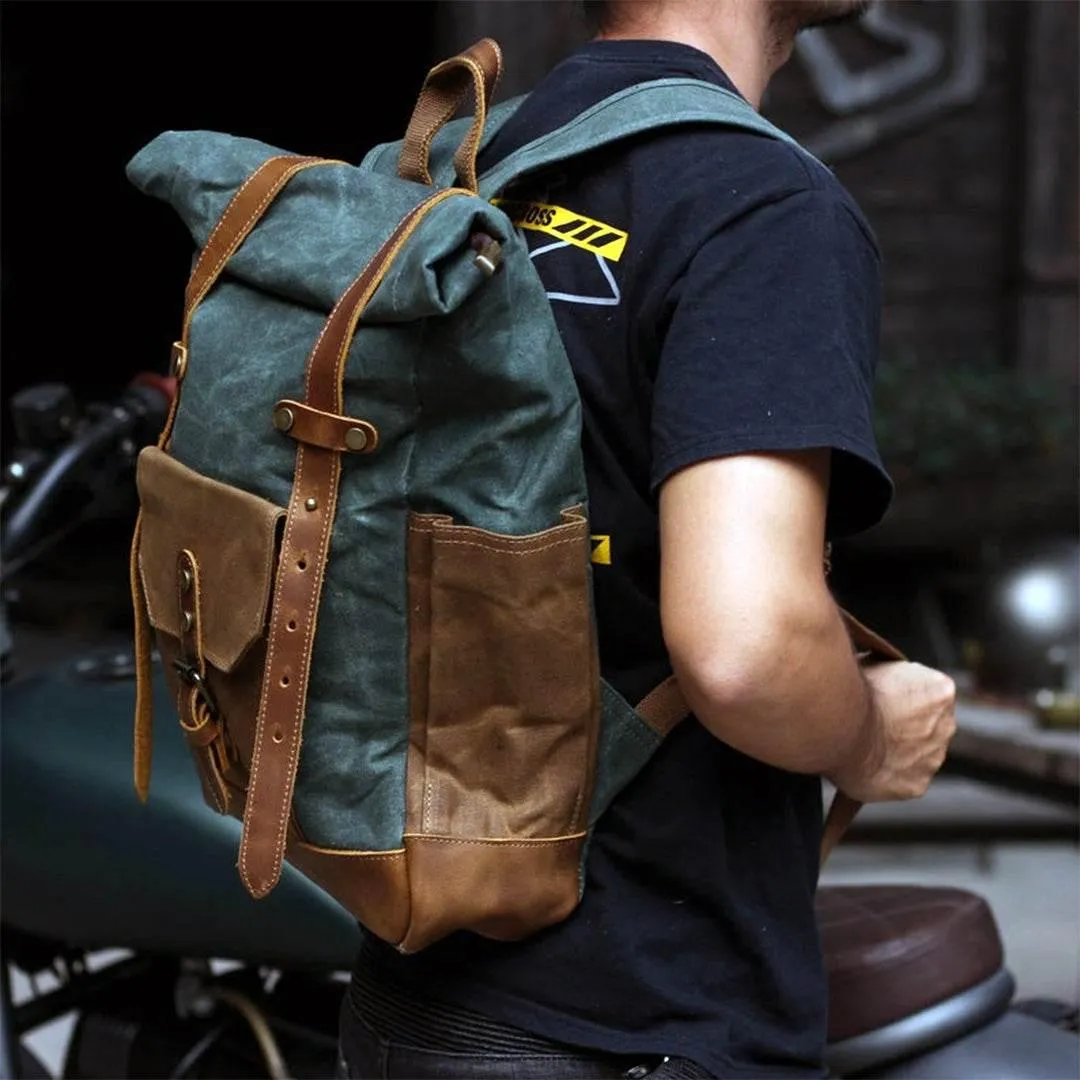 Mochila BP 102 Notebook 15.6" em Lona e Couro. Roll-Top Ajustável - Image 8