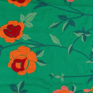 Viscosa flor verde bordada laranja