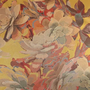 Cetim floral amarelo mel