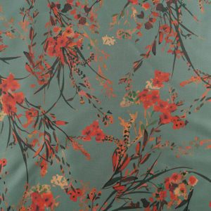 Raso floral vermelho rosado