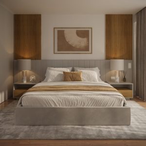Cama Reine 1.80 com mesas cabeceira
