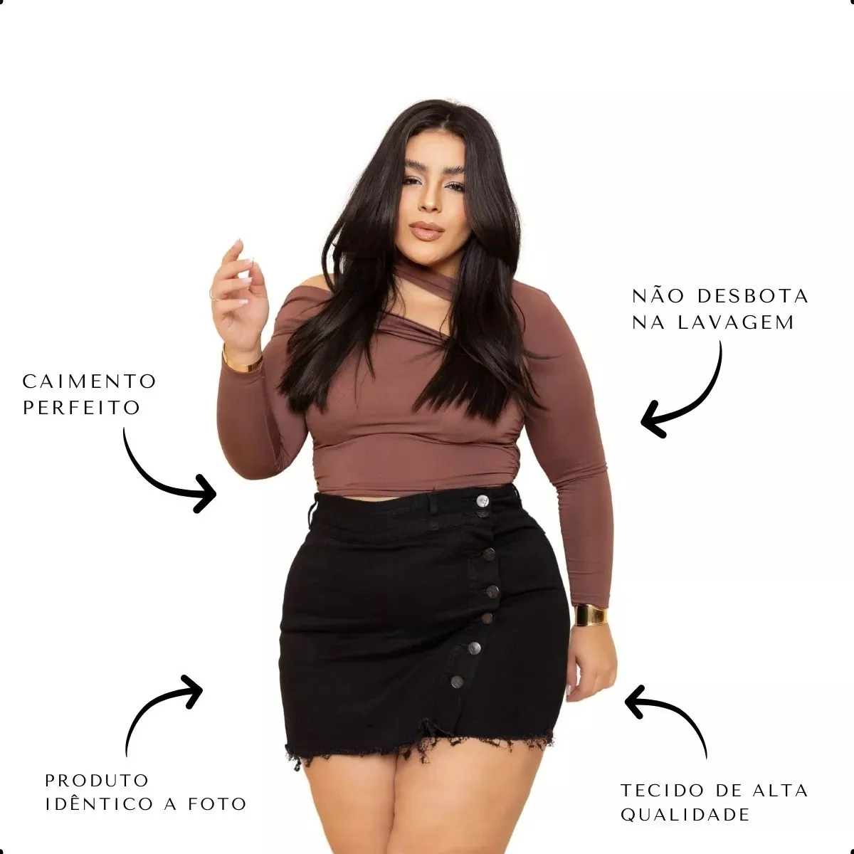 Short Saia Jeans Feminino Plus Size com Lycra – Estilo e Conforto para o Verão! - Image 9