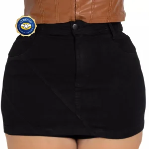 Short Saia Jeans Feminino Plus Size com Lycra – Estilo e Conforto para o Verão!