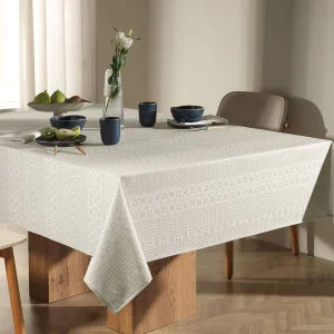 Toalha de Mesa Retangular 12 Lugares Karsten Sempre Limpa Artemis Cinza 1,60m x 3,20m