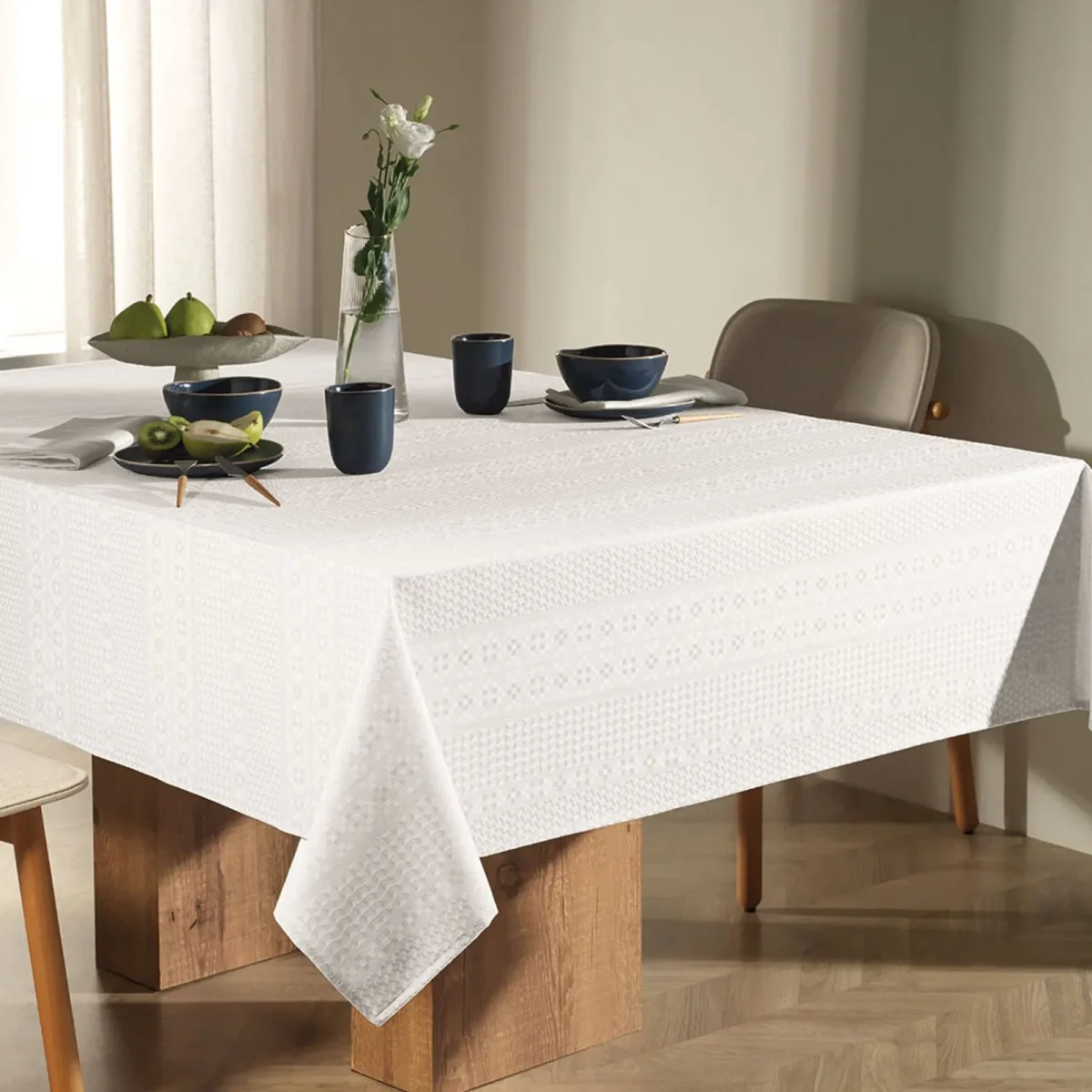 Toalha de Mesa Retangular 8 Lugares Karsten Sempre Limpa Artemis Branco 1,60m x 2,70m - Image 2