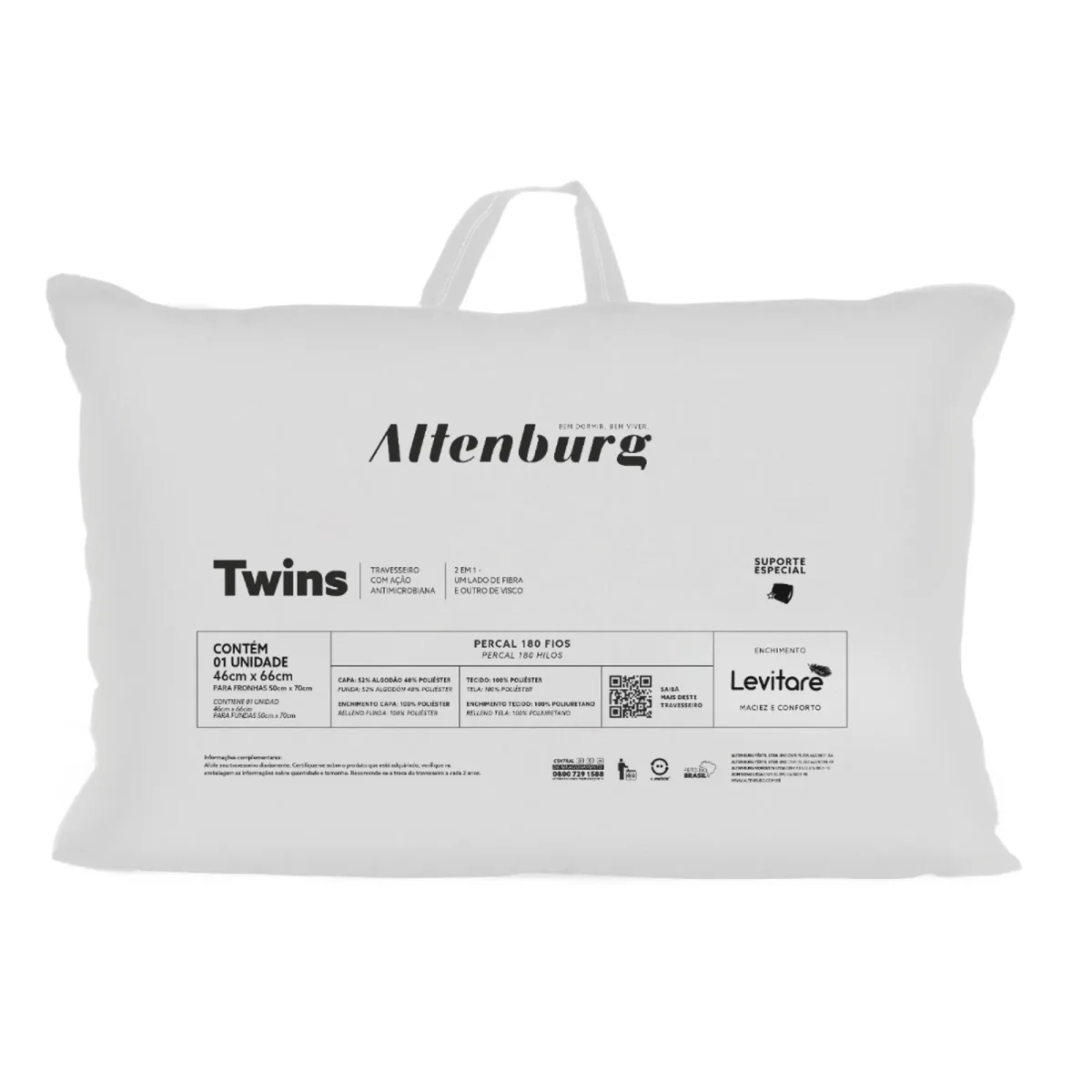 Travesseiro Altenburg Twins Percal 180 Fios 46x66cm - Image 6