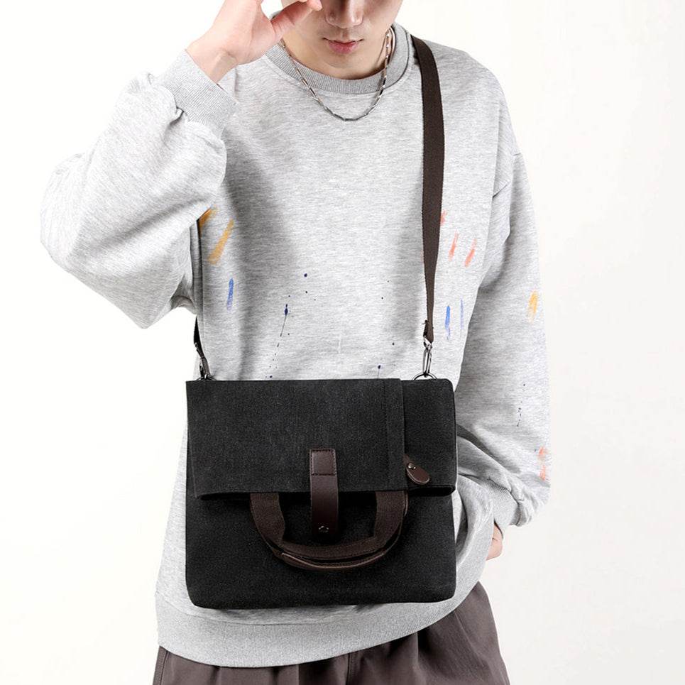Bolsa Masculina BP 230 Tiracolo em Lona e Couro. Crossbody Casual - Image 4