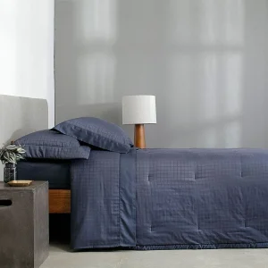 Jogo de Cama Cetim Damask Square 300 Fios 100% Algodão Solteiro Azul