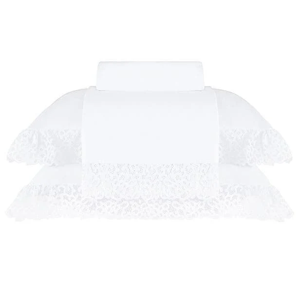 JOGO DE CAMA SUPER KING CAPRI BRANCO C/RENDA BRANCA 2,80X2,80CM - Image 5