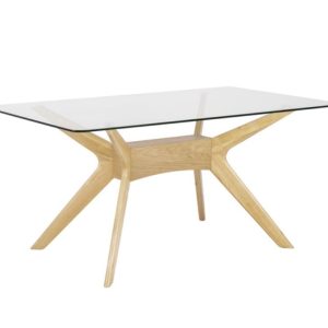 Mesa fixa Della 140 vidro/carvalho
