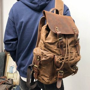 Mochila BP 122 Lona+Couro Notebook 15.6". Grande Capacidade